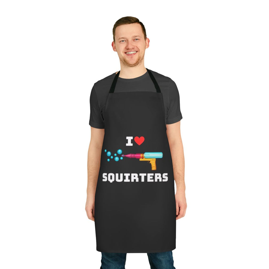 Apron featuring a playful squirrel design with the text "I Love Squirters"