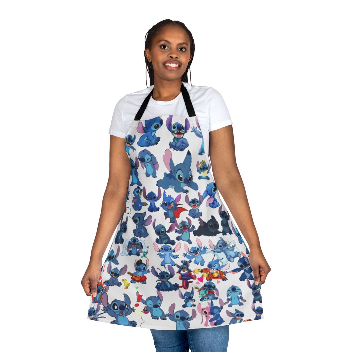Stitch-themed apron featuring the popular blue character from the Disney movie Lilo and Stitch