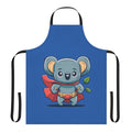 Adorable superhero koala character wearing a superhero cape, printed on a high-quality apron.