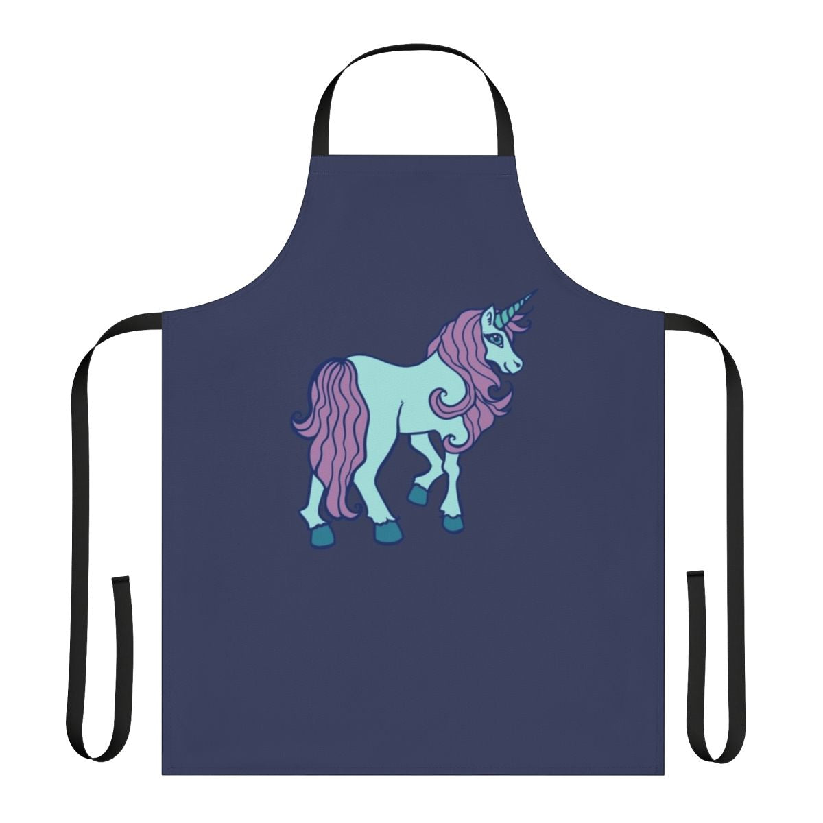 Whimsical pink and purple unicorn apron with a magical design