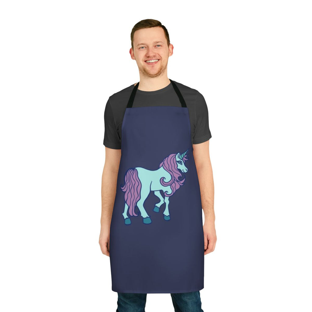 Whimsical pink and purple unicorn apron with a magical design
