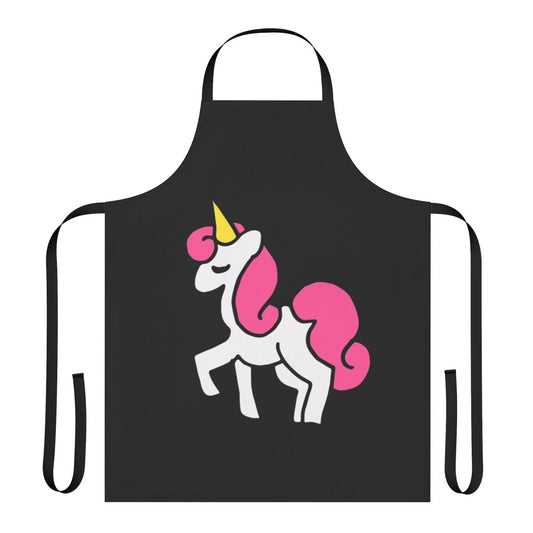 Cute pink unicorn design on a high-quality apron for kitchen use