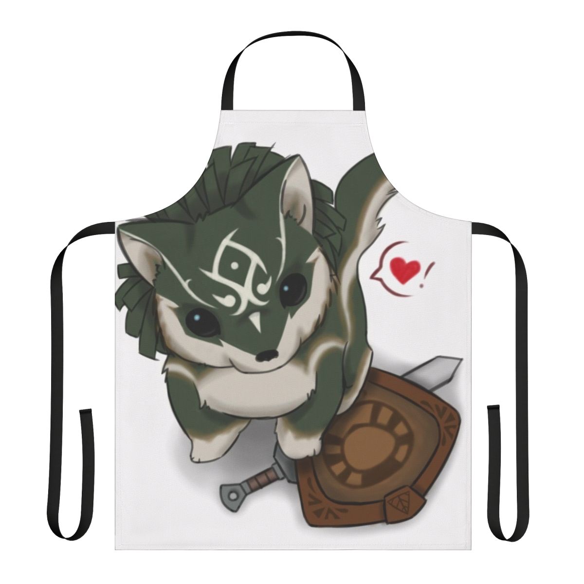 Kawaii wolf and Link themed apron
