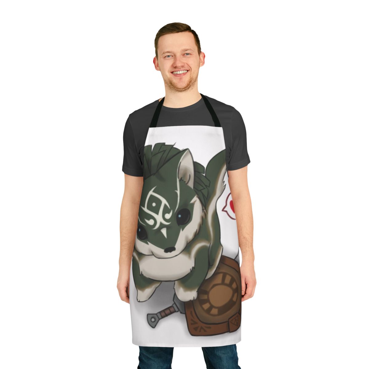 Kawaii wolf and Link themed apron