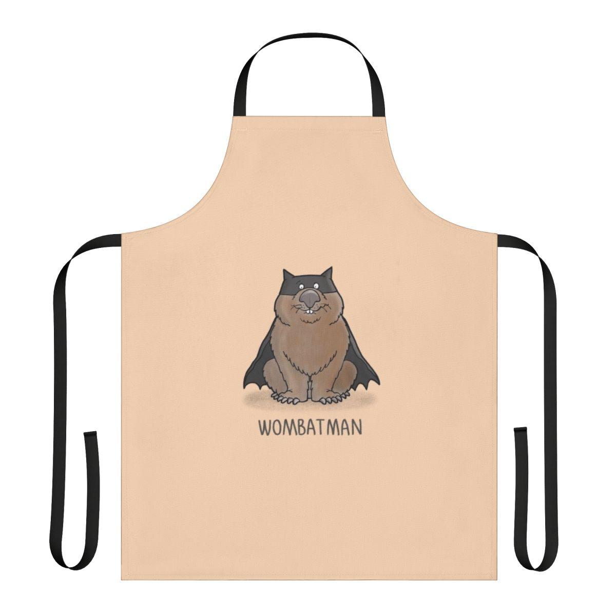 Illustration of a wombat wearing a superhero costume on an apron