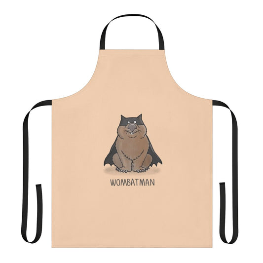 Illustration of a wombat wearing a superhero costume on an apron