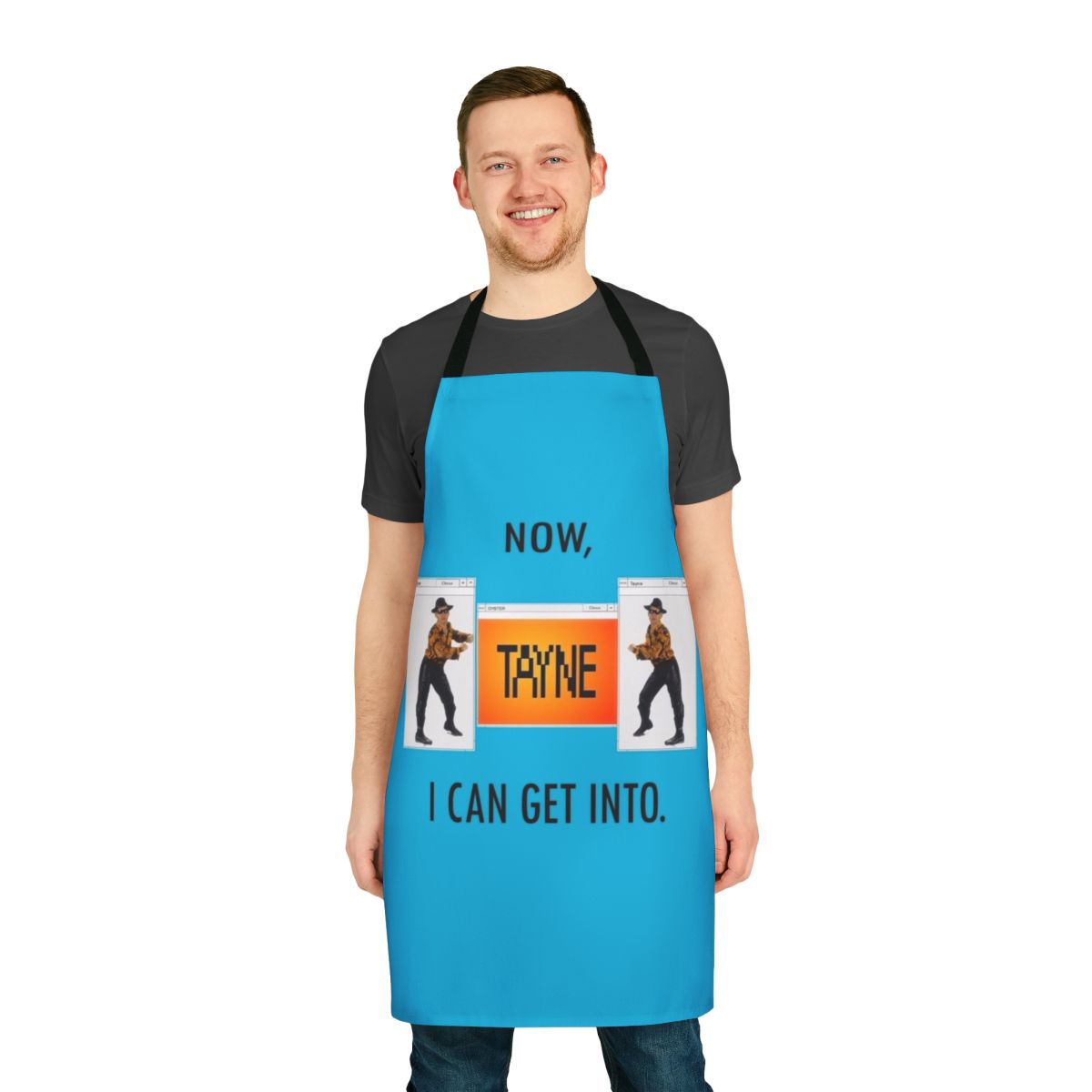 Adult Swim inspired apron featuring Celery Man, Tim and Eric, and Paul Rudd