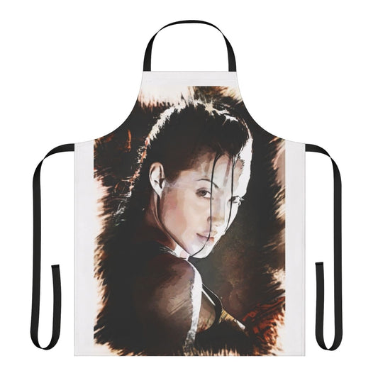 Lara Croft-inspired movie apron with Angelina Jolie design