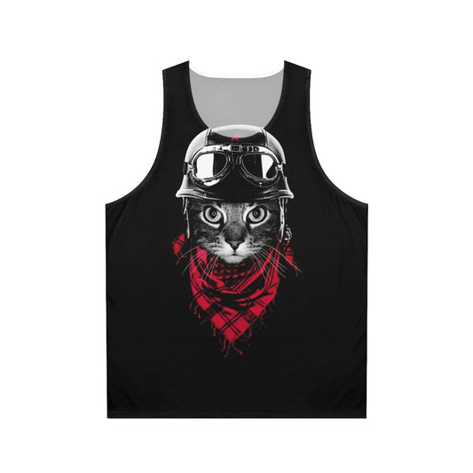 Adventurer Cat Unisex Tank Top with Cute Animal Graphics