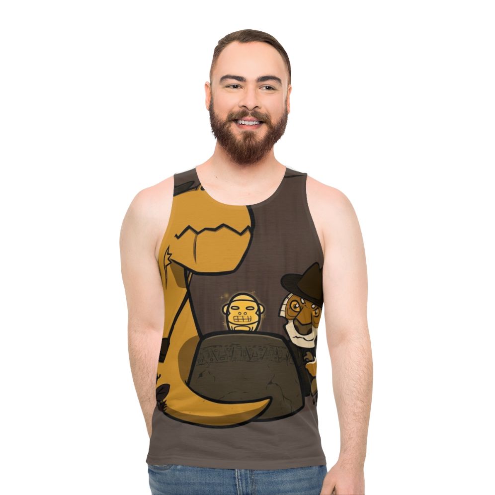 Adventurous dinosaur and tiger printed on a unisex tank top