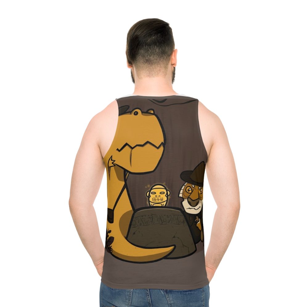 Adventurous dinosaur and tiger printed on a unisex tank top