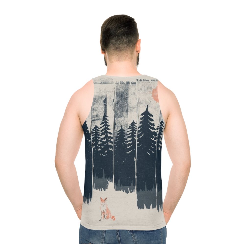 Unisex tank top with a fox in the wild design