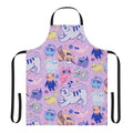 Colorful digital illustration of a cat wearing an apron, featuring characters and elements from the "Adventure Time" cartoon series.
