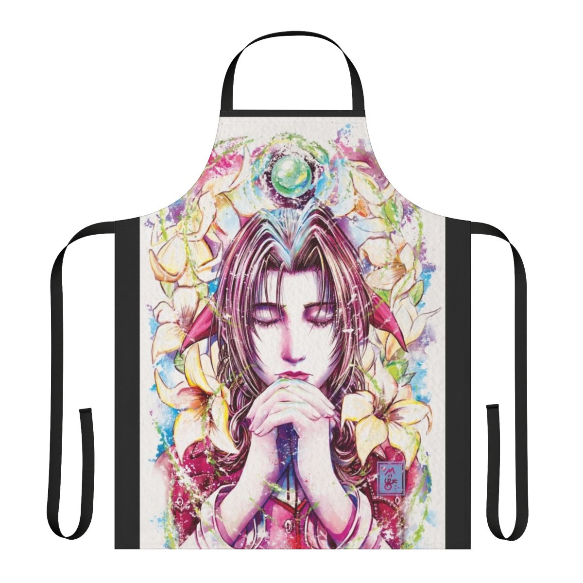 Aerith-inspired apron featuring characters from Final Fantasy 7