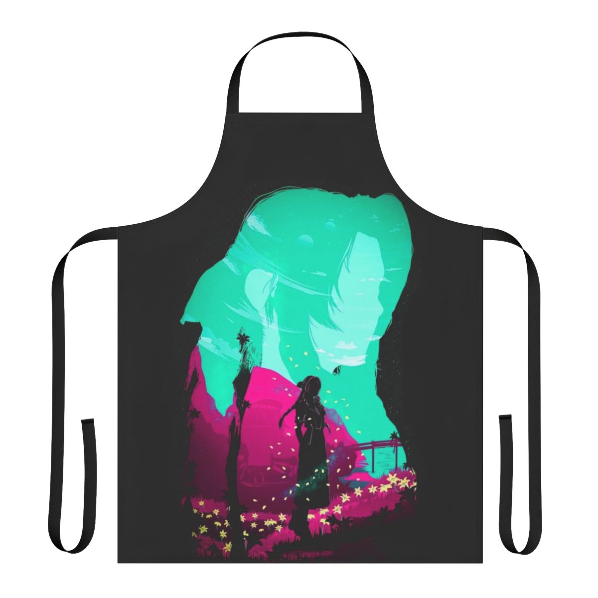 High-quality apron featuring Aerith Gainsborough, a beloved character from the Final Fantasy video game series
