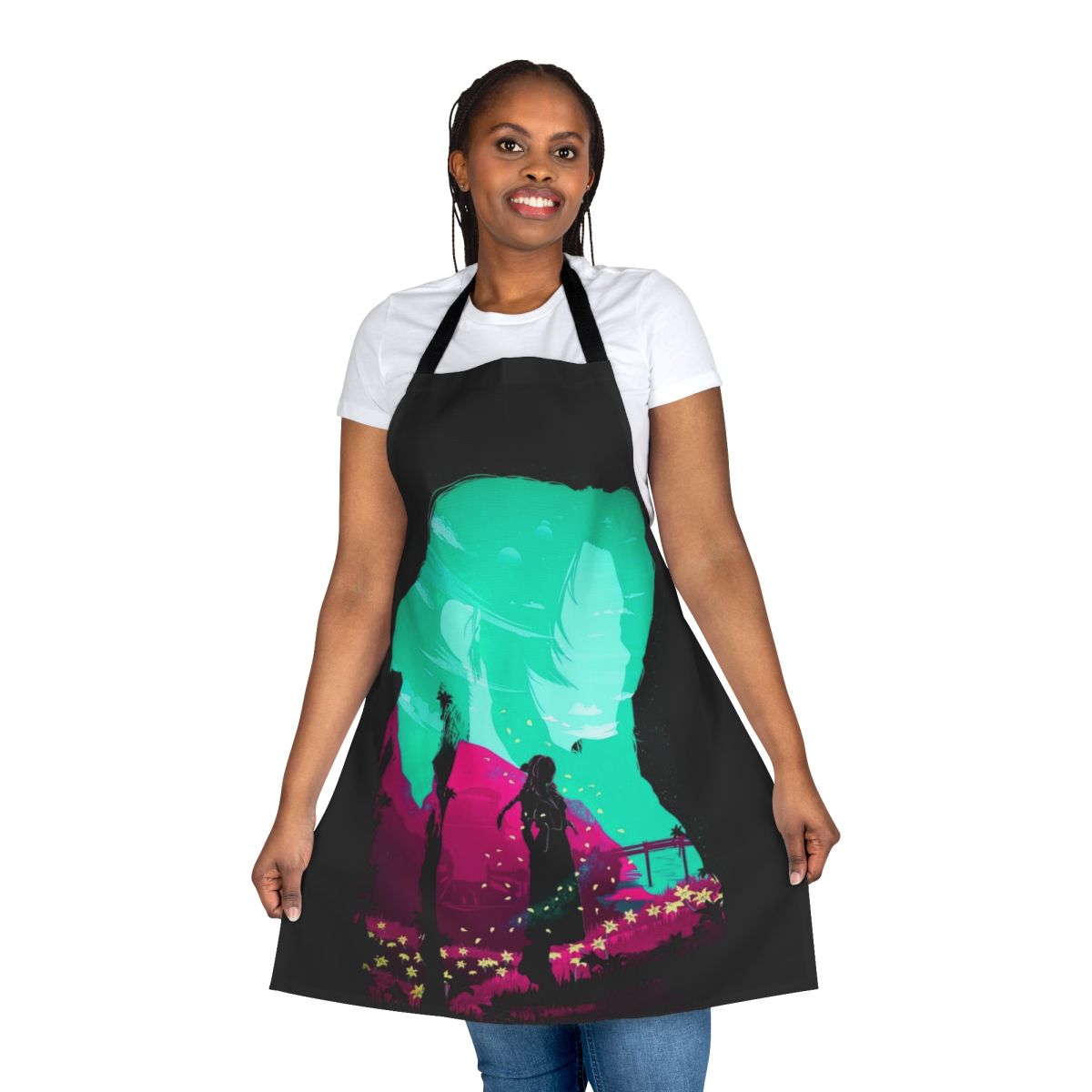 High-quality apron featuring Aerith Gainsborough, a beloved character from the Final Fantasy video game series