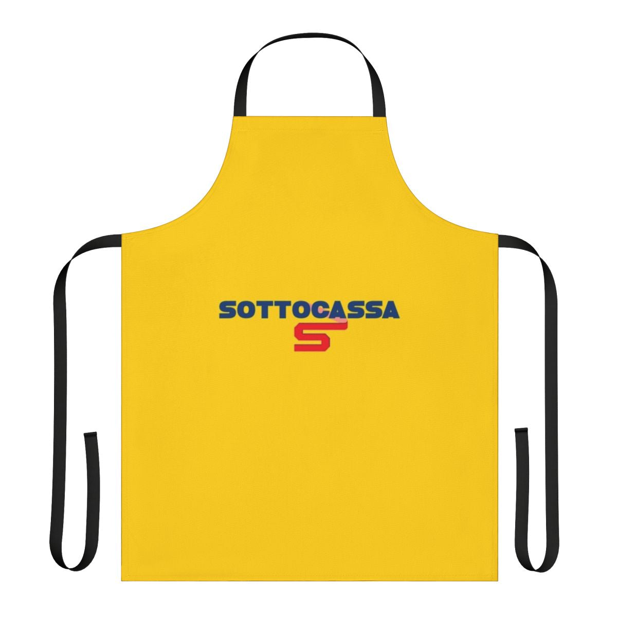 Affordable supermarket-style apron in black and white