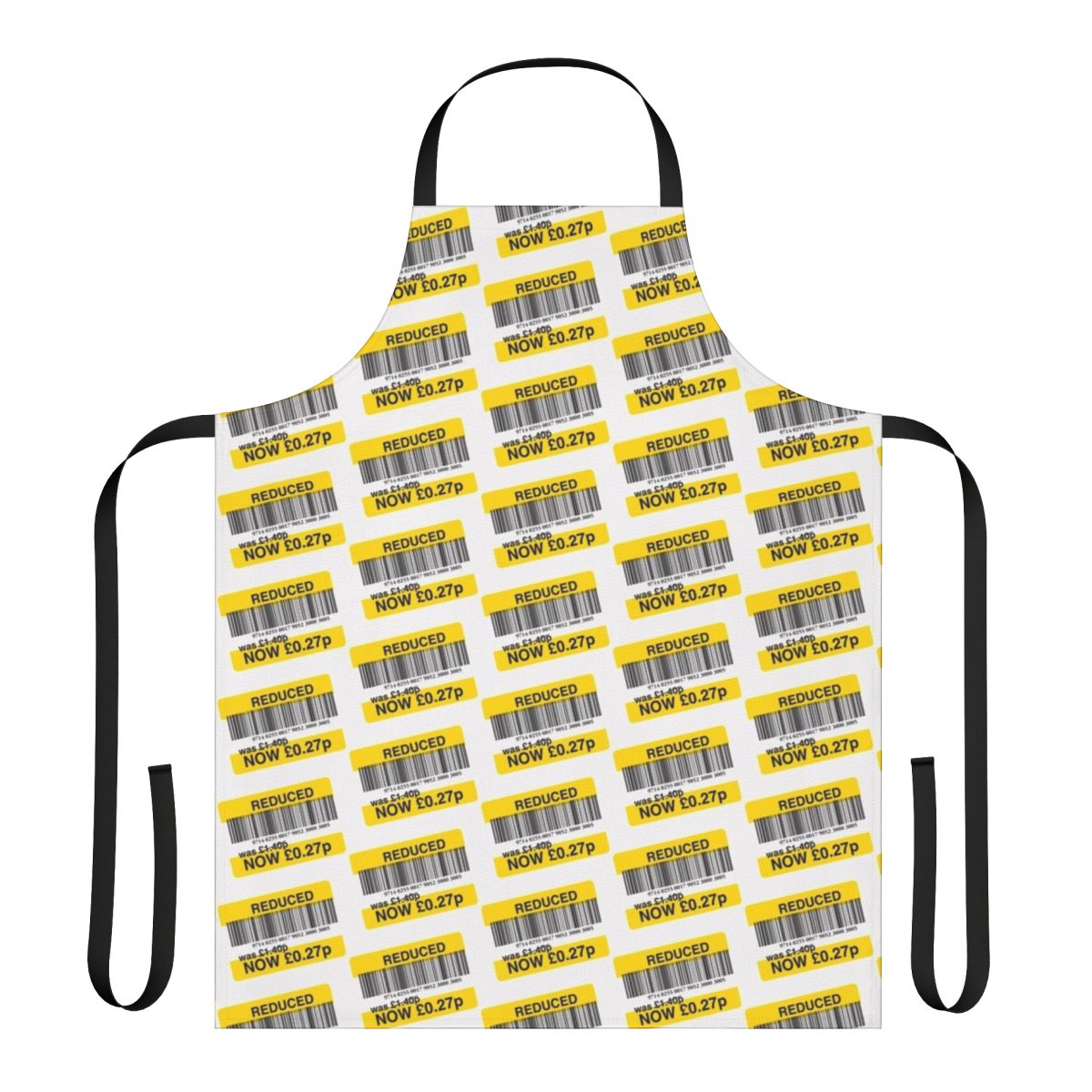 Yellow apron with discount tag, great for budget-minded buyers