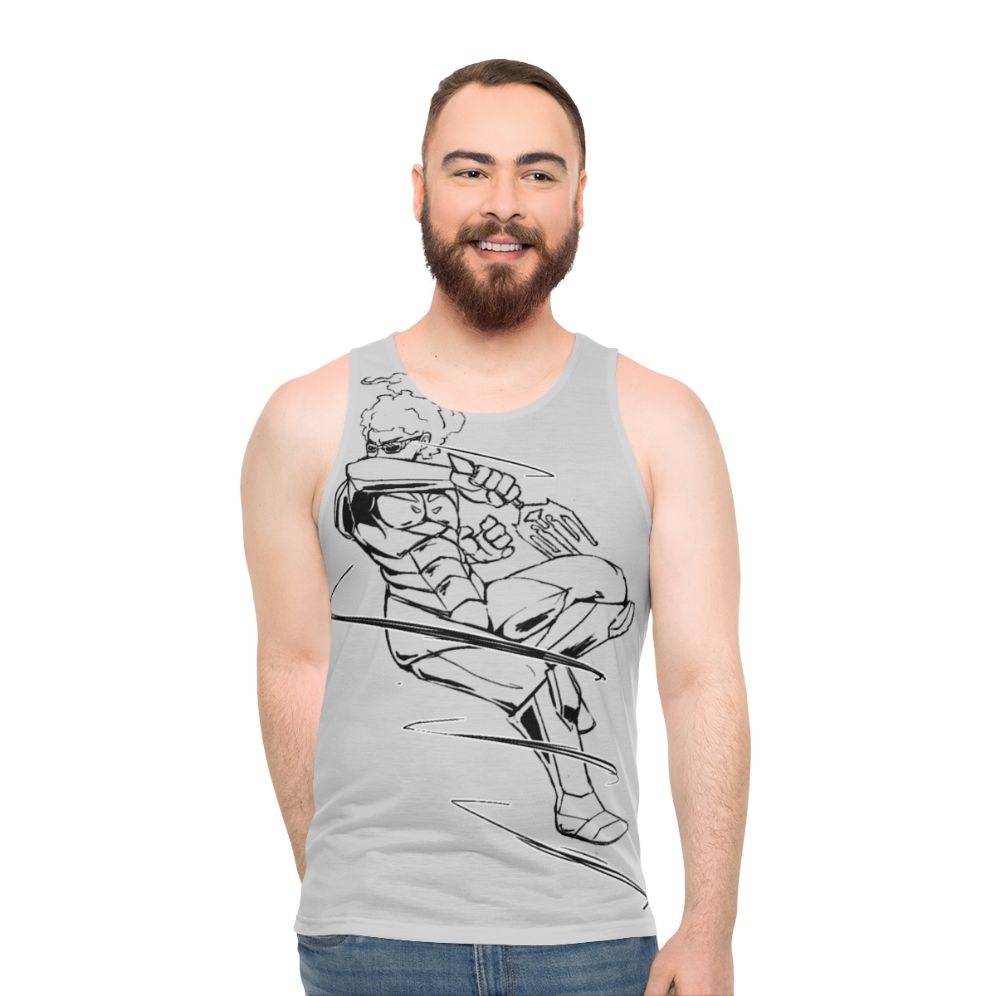 Unisex tank top with African American superhero design