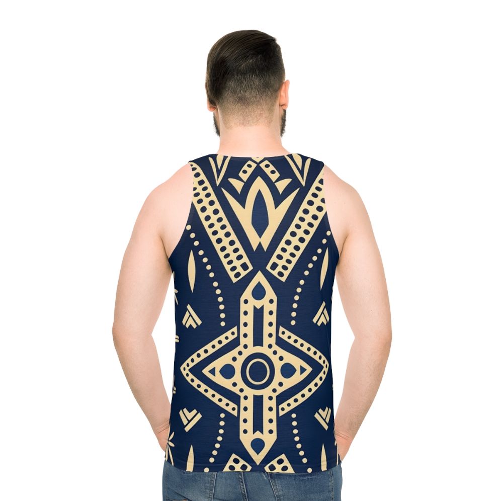 Unisex tank top featuring a traditional African mud cloth pattern