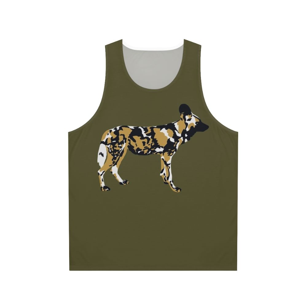 African Painted Dog Portrait on Unisex Tank Top
