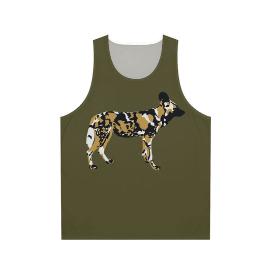 African Painted Dog Portrait on Unisex Tank Top