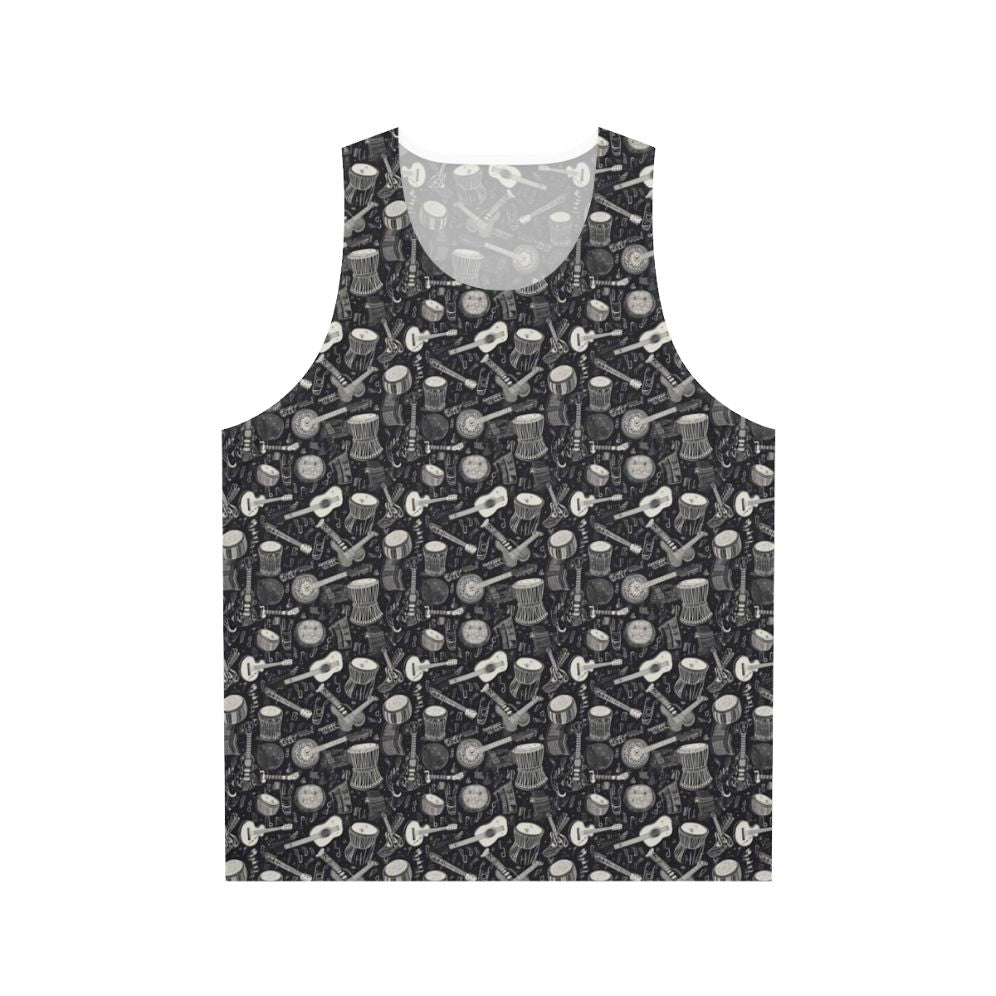 Unisex tank top featuring congo drums and guitar design