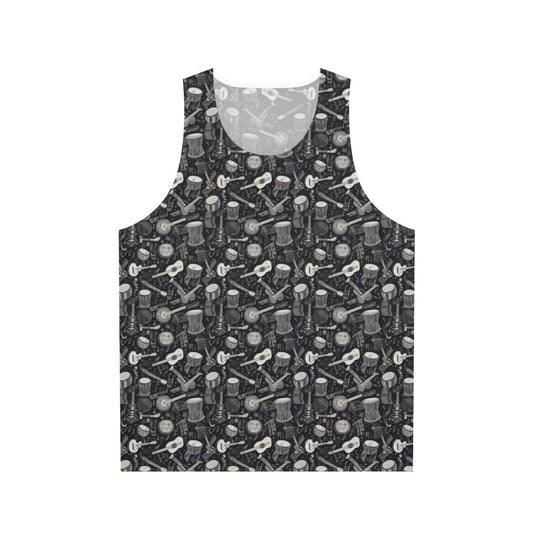 Unisex tank top featuring congo drums and guitar design