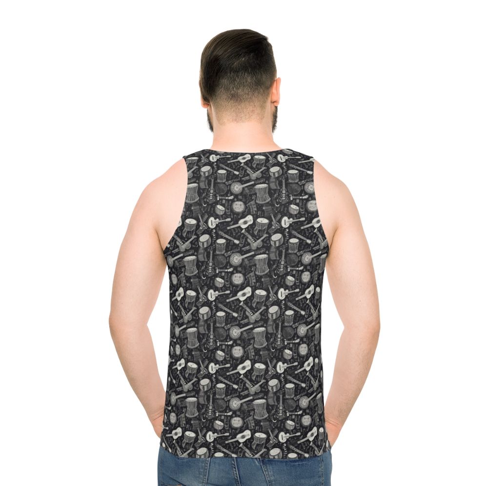 Unisex tank top featuring congo drums and guitar design