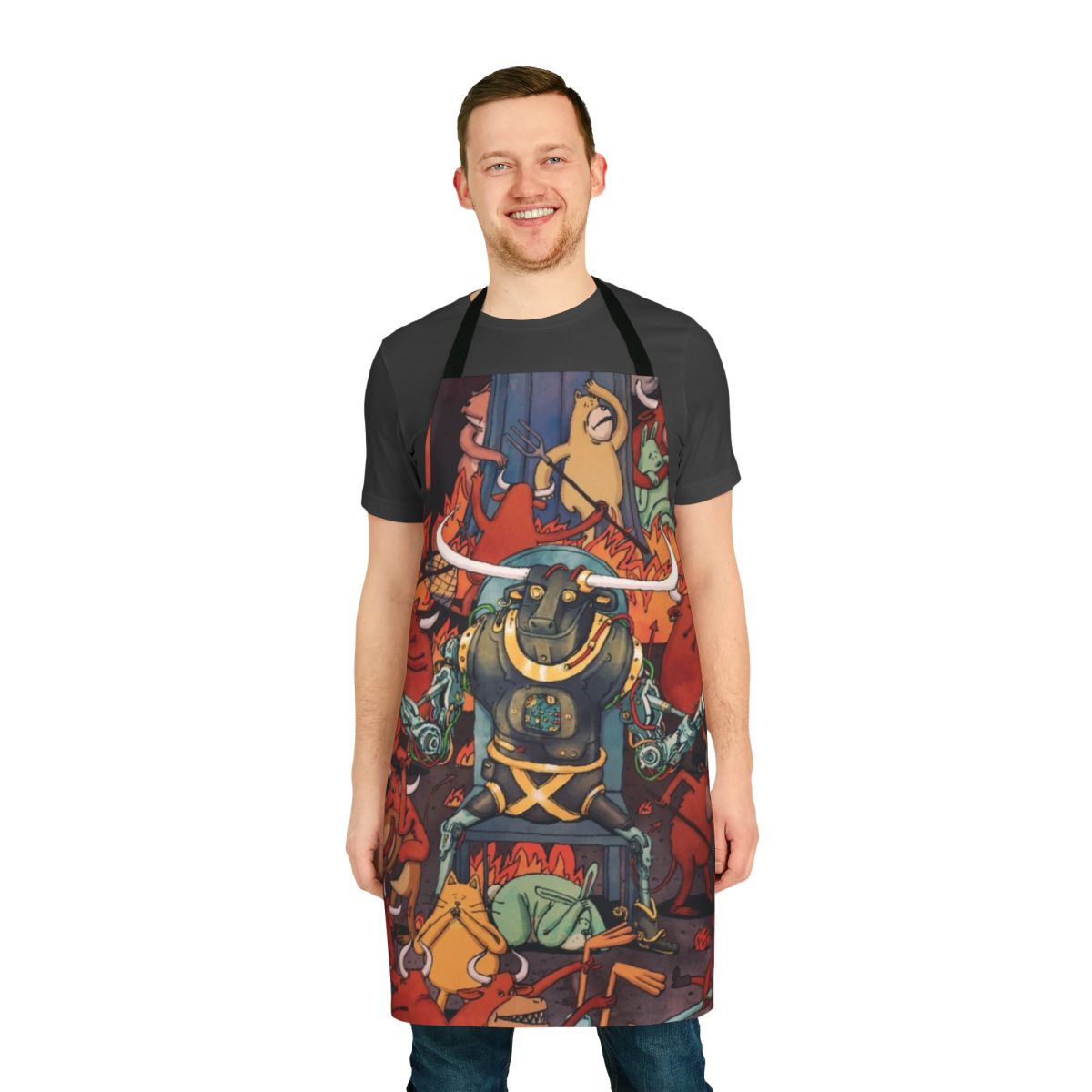 Dance Gavin Dance-themed apron with Sphinxx Afterburner design