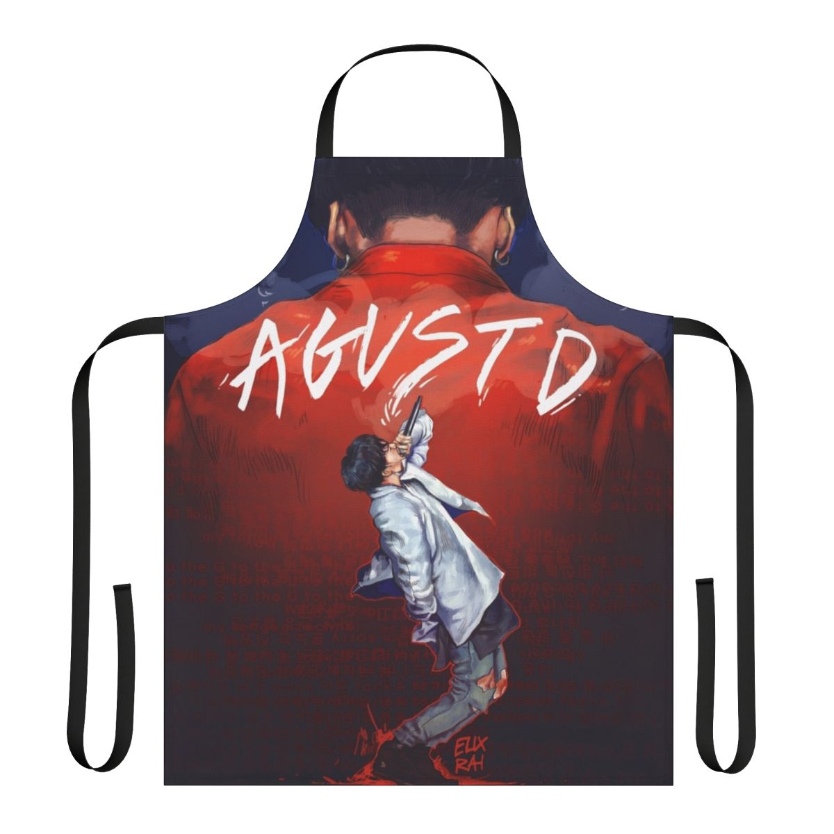 Agust D-inspired apron featuring the name and portrait of Suga/Min Yoongi from BTS