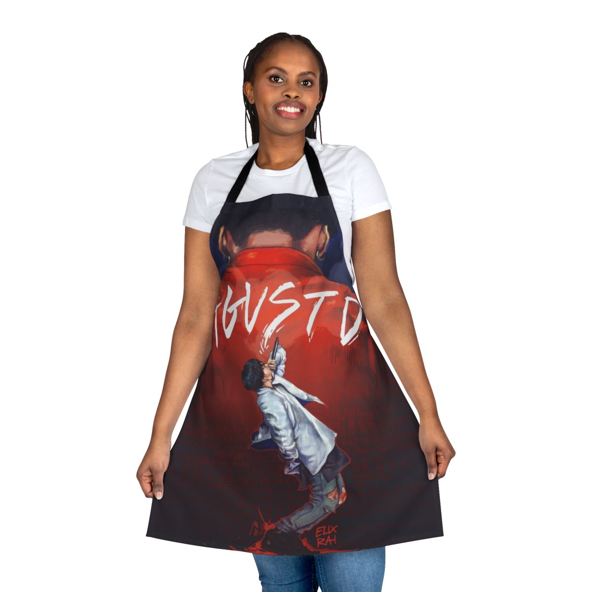 Agust D-inspired apron featuring the name and portrait of Suga/Min Yoongi from BTS