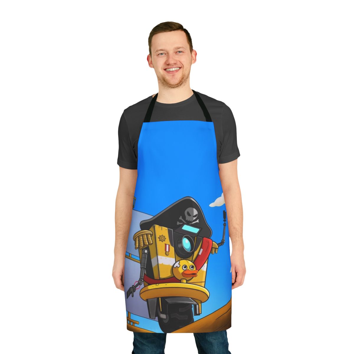 Borderlands-inspired Ahoy Minion Apron featuring Claptrap, the beloved robot character from the Borderlands game series
