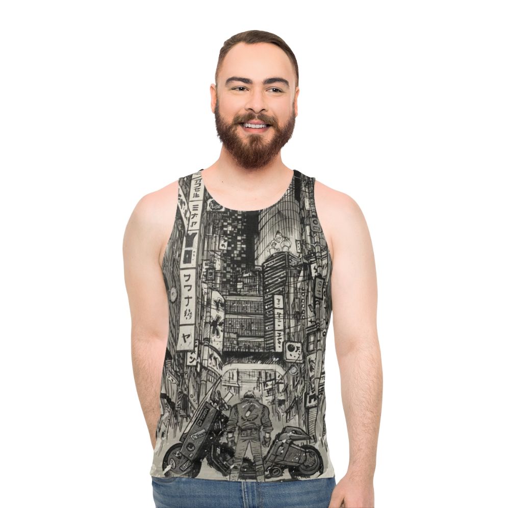 Akira unisex tank top with cyberpunk design