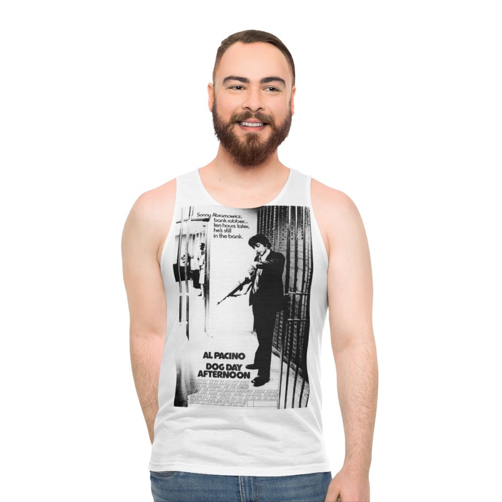 Unisex vintage-style tank top with Al Pacino and "Dog Day Afternoon" graphic