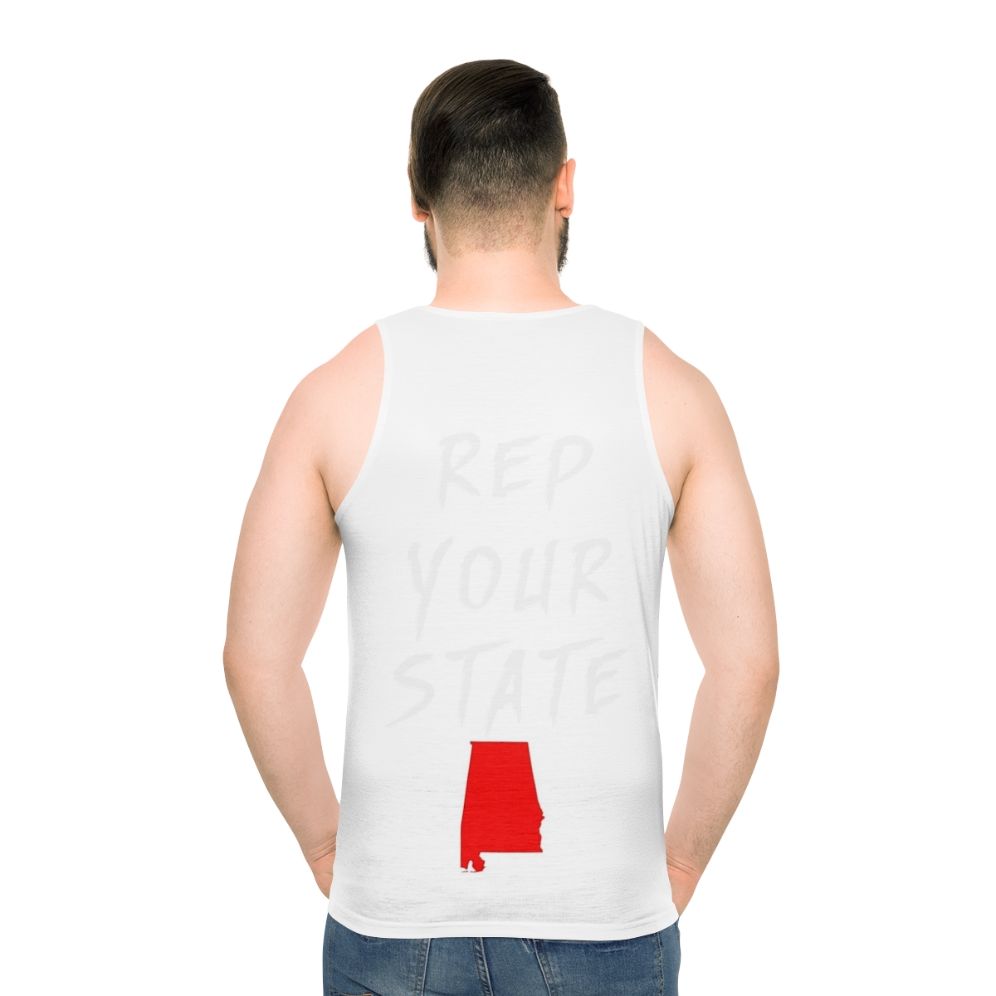Unisex tank top displaying the state of Alabama