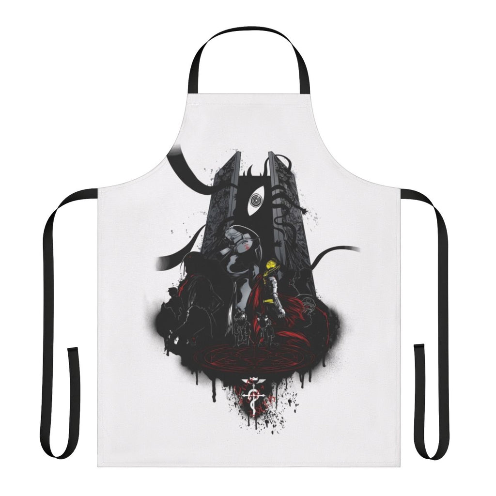 Fullmetal-inspired apron featuring alchemy design and characters from the beloved anime series