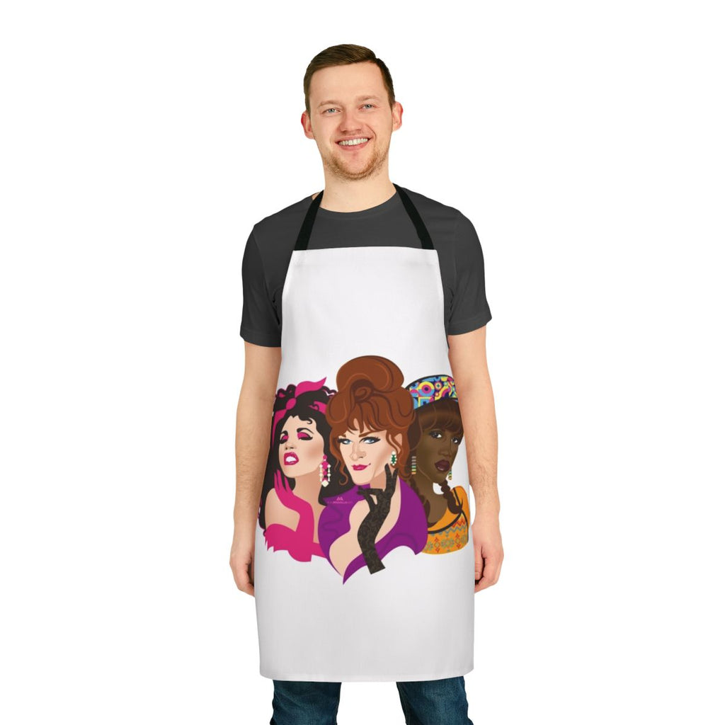 Colorful apron featuring drag queen design inspired by the movie "To Wong Foo, Thanks for Everything! Julie Newmar"