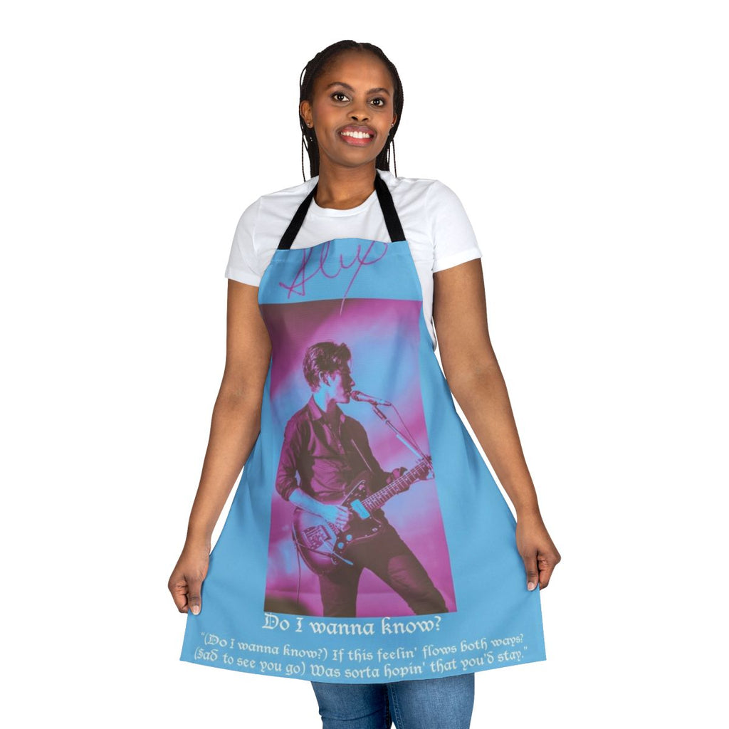 Alex Turner-inspired blue apron with Arctic Monkeys logo