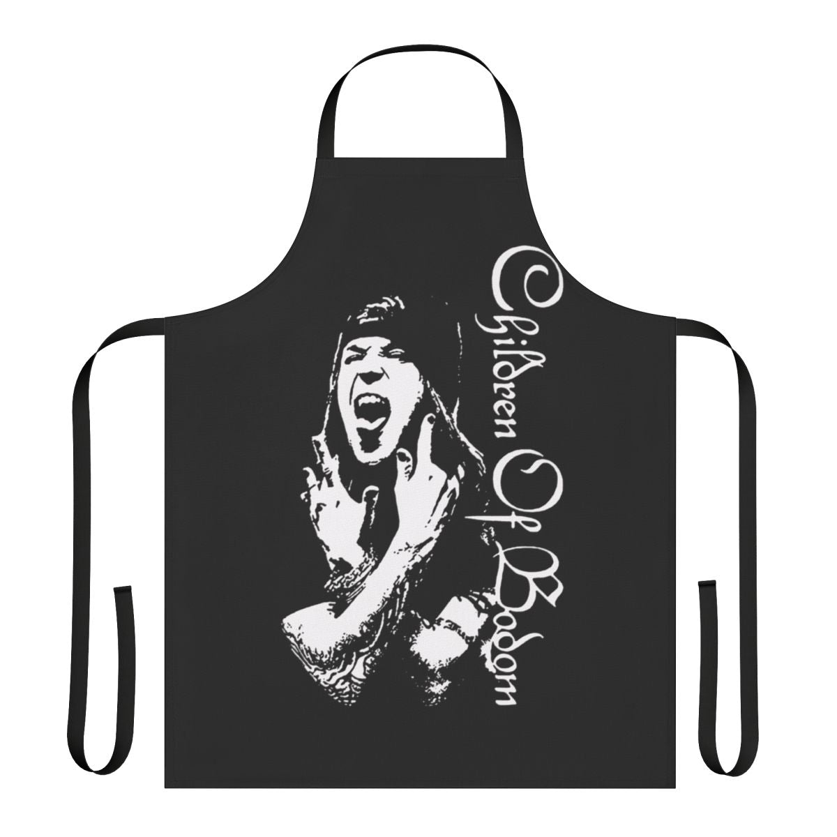 An apron featuring the logo and imagery of the Finnish heavy metal band Children of Bodom