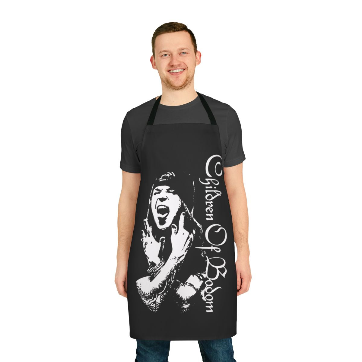 An apron featuring the logo and imagery of the Finnish heavy metal band Children of Bodom