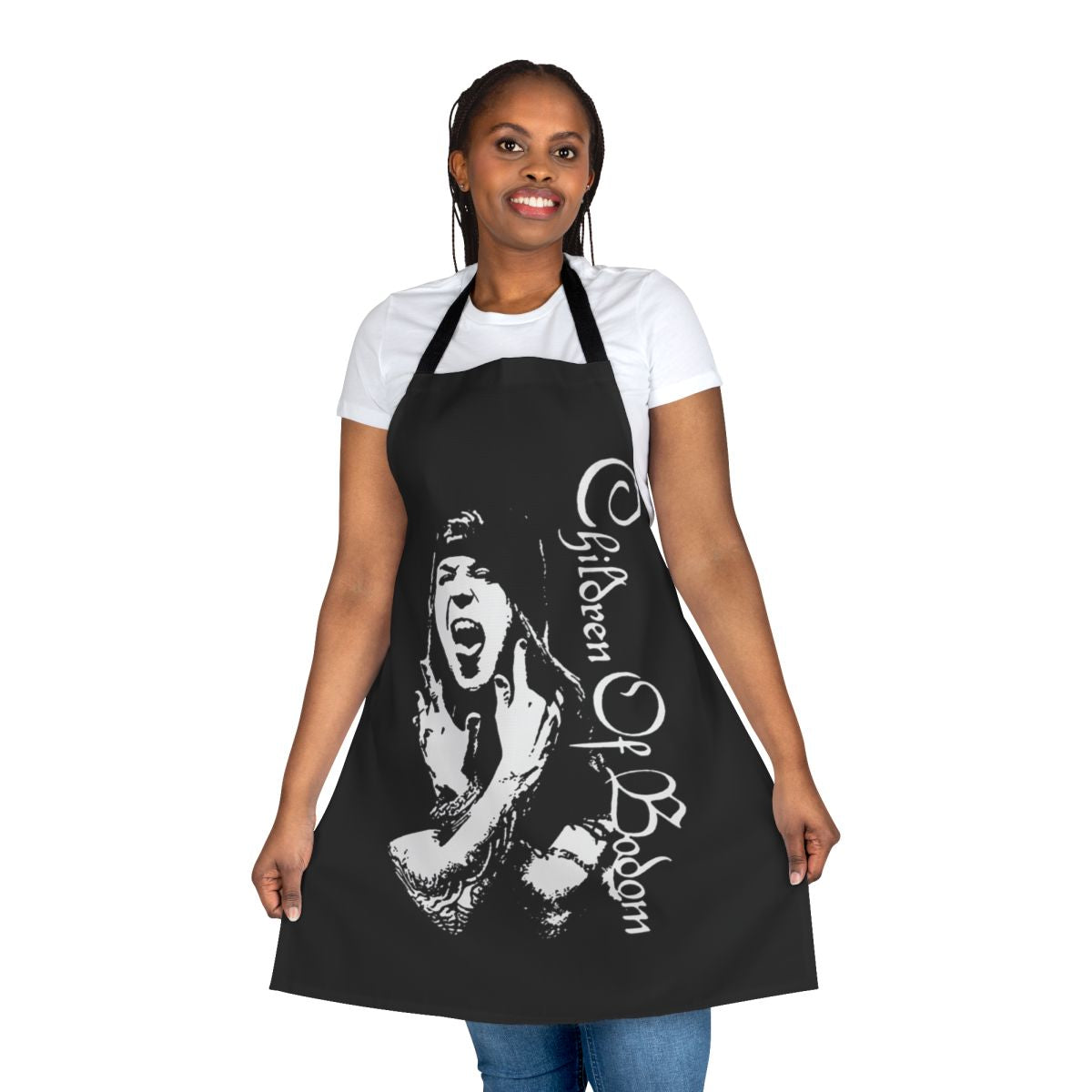 An apron featuring the logo and imagery of the Finnish heavy metal band Children of Bodom