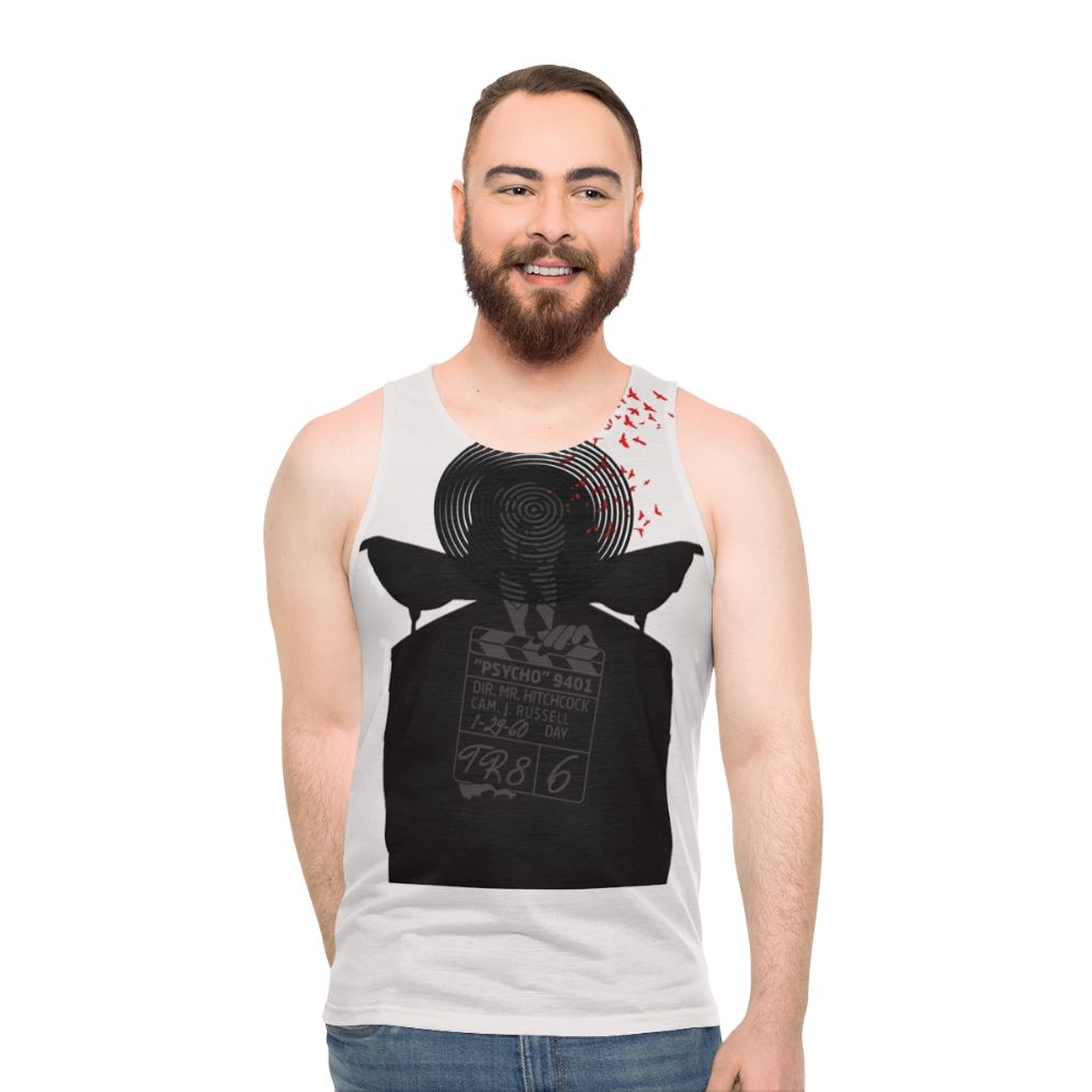 Alfred Hitchcock horror movie themed unisex tank top