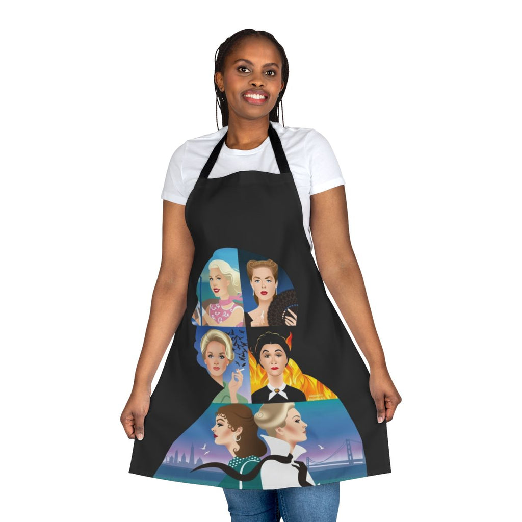 Stylish apron featuring the iconic silhouette of Alfred Hitchcock, the master of suspense