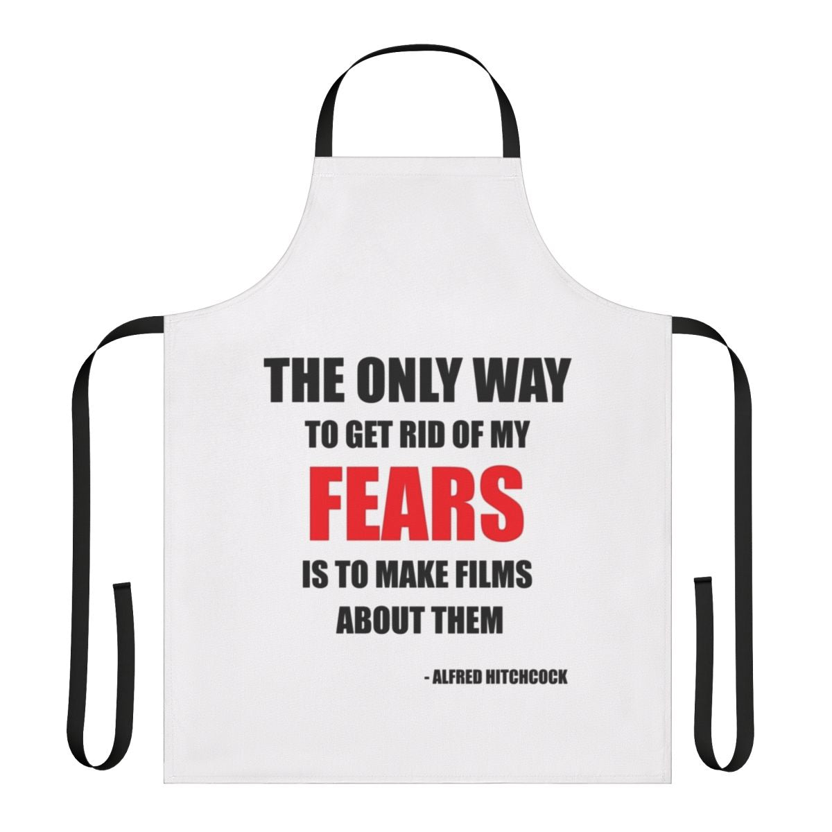 Alfred Hitchcock inspired quote printed on a high-quality apron