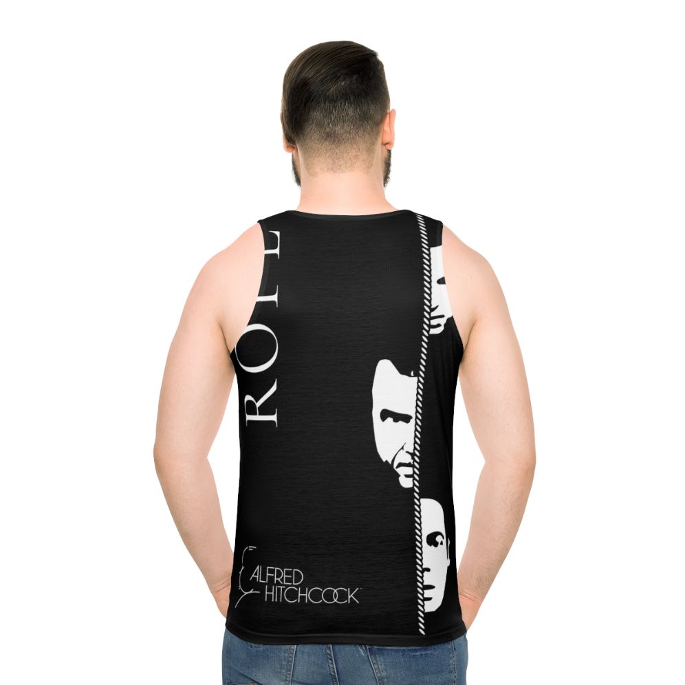 Vintage style unisex tank top featuring Alfred Hitchcock's Rope movie