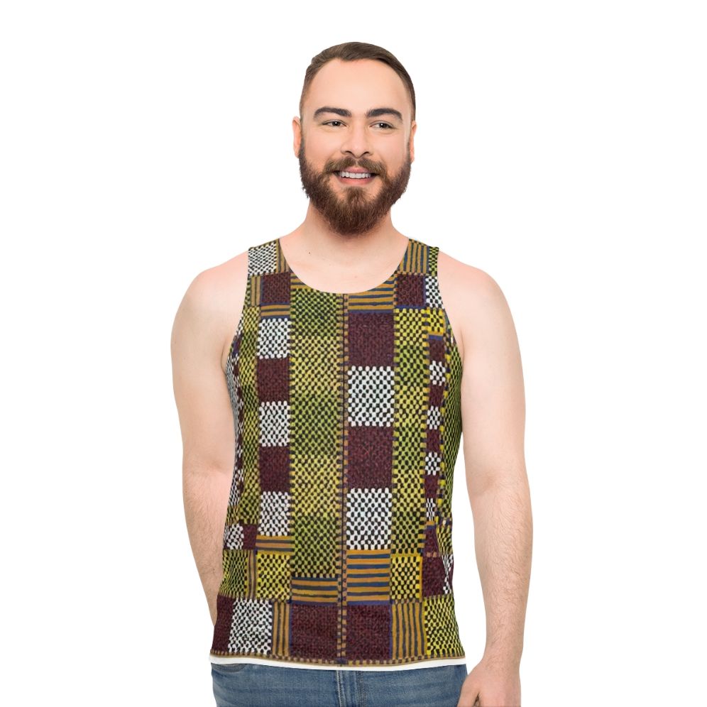 Unisex tank top with abstract art design by Alfred Jensen