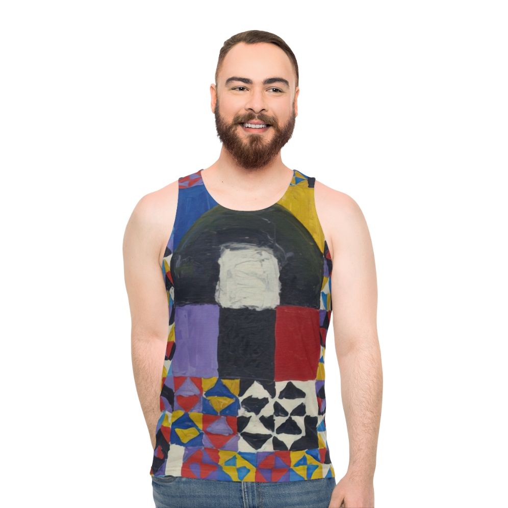 Alfred Jensen's abstract art unisex tank top with geometric and spiritual design