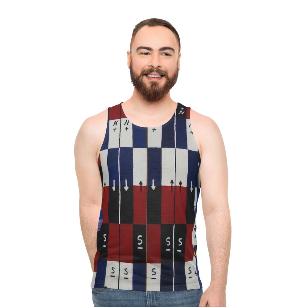 Unisex tank top featuring abstract geometric art by Alfred Jensen