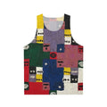Unisex tank top with abstract geometric patterns inspired by artist Alfred Jensen